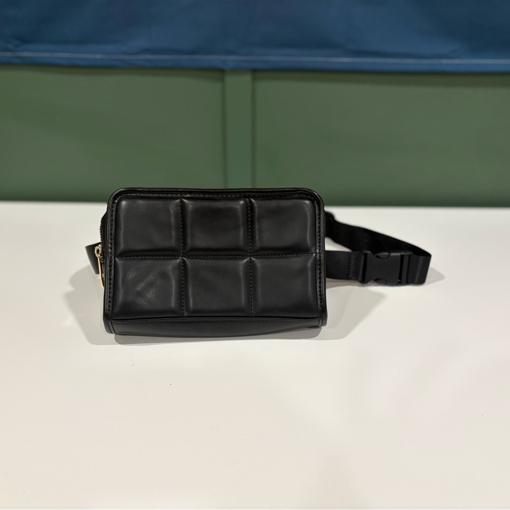Amanda Uprichard black leather belt bag / cross body bag.